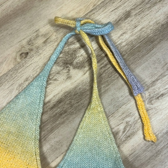 Princess Polly Pastel Gradient Rainbow Knit Halter Tie Mini Dress / Women’s Sz S - Picture 5 of 6